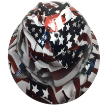 Load image into Gallery viewer, Custom Hydro Dipped American Flag Hard Hat MSA V-Gard Full Brim
