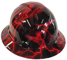 Load image into Gallery viewer, Hard Hat Ridgeline Full Brim Custom Red Lightning Hydro Dipped
