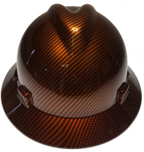 Load image into Gallery viewer, Custom Hard Hat Kandy Copper Carbon Fiber Hydro Dipped MSA V-Gard Full Brim
