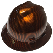 Load image into Gallery viewer, Custom Hard Hat Kandy Copper Carbon Fiber Hydro Dipped MSA V-Gard Full Brim
