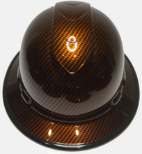 Load image into Gallery viewer, Custom Hydro Dipped Carbon Fiber Kandy Orange Translucent Hard Hat Ridgeline Full Brim with Black EdgeGard
