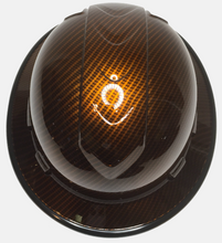 Load image into Gallery viewer, Custom Hydro Dipped Carbon Fiber Kandy Orange Translucent Hard Hat Ridgeline Full Brim with Black EdgeGard
