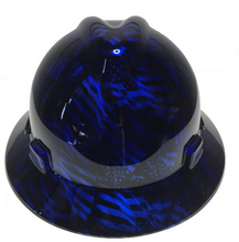 Load image into Gallery viewer, Custom Hydro Dipped Kandy Blue Negative American Flags MSA V-Gard Full Brim
