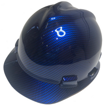 Load image into Gallery viewer, Custom Hard Hat Blue Kandy Carbon Fiber Hydro Dipped MSA V-Gard Cap Style
