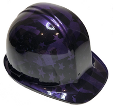 Load image into Gallery viewer, Custom Hard Hat Plum Crazy Purple Midnight American Flags SL Series Cap Style
