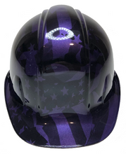 Load image into Gallery viewer, Custom Hard Hat Plum Crazy Purple Midnight American Flags SL Series Cap Style
