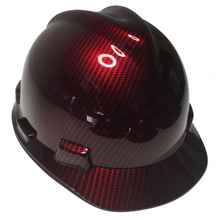 Load image into Gallery viewer, Hard Hat MSA V-Gard Cap Style Custom Kandy Red Carbon Fiber Hydro Dipped
