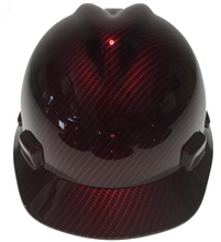 Load image into Gallery viewer, Hard Hat MSA V-Gard Cap Style Custom Kandy Red Carbon Fiber Hydro Dipped
