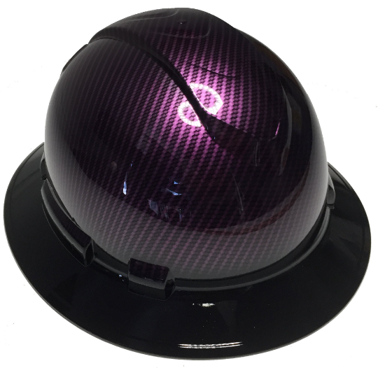 Custom Hard Hat Purple Kandy Carbon Fiber Dipped with Black Brim Full Brim Ridgeline