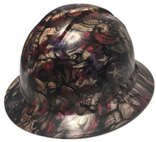 Load image into Gallery viewer, Custom Hard Hat Respect American Flags Insanity Skulls Ridgeline Full Brim
