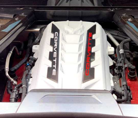 Custom Hydro Dipped 2020+ Corvette Engine Cover White With Red or White Letters