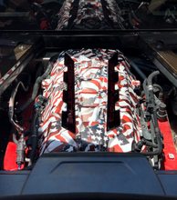 Load image into Gallery viewer, Custom Hydro Dipped 2020+ Corvette Engine Cover American Flags matte finish w/corvette red letters
