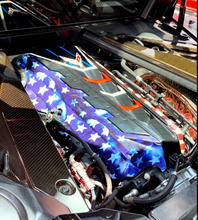 Load image into Gallery viewer, Custom Hydro Dipped 2020+ Corvette Engine Cover Stars and Stripes
