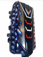Load image into Gallery viewer, Custom Hydro Dipped 2020+ Corvette Engine Cover Stars and Stripes With Carbon Fiber Letters
