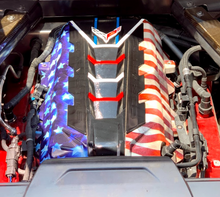 Load image into Gallery viewer, Custom Hydro Dipped 2020+ Corvette Engine Cover Stars and Stripes With Black Letters
