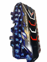 Load image into Gallery viewer, Custom Hydro Dipped 2020+ Corvette Engine Cover Stars and Stripes With Corvette Red letters
