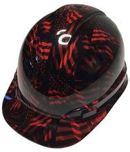 Load image into Gallery viewer, Custom Hydro Dipped Hard Hat Red Negative American Flags Ridgeliune Cap Style
